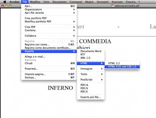 03 Esportare in formato HTML 4.01 Creare eBook per iPad